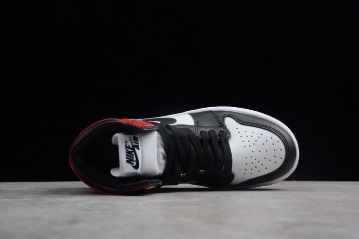 air jordan 1 kids high og “black toe” white/ black-varsity red mens 555088-125