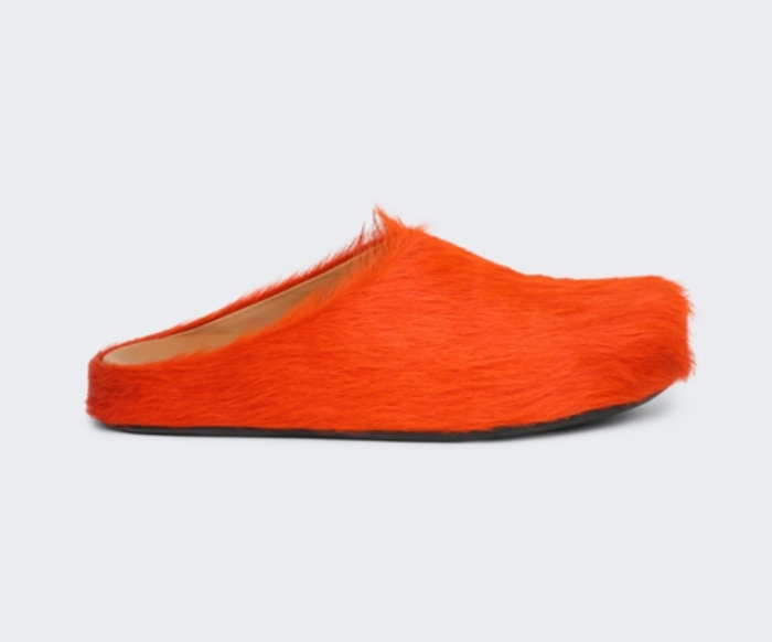 MARNI FUCHSIA LONG HAIR-FUSSBET SABOT SLIPPERS 2412206